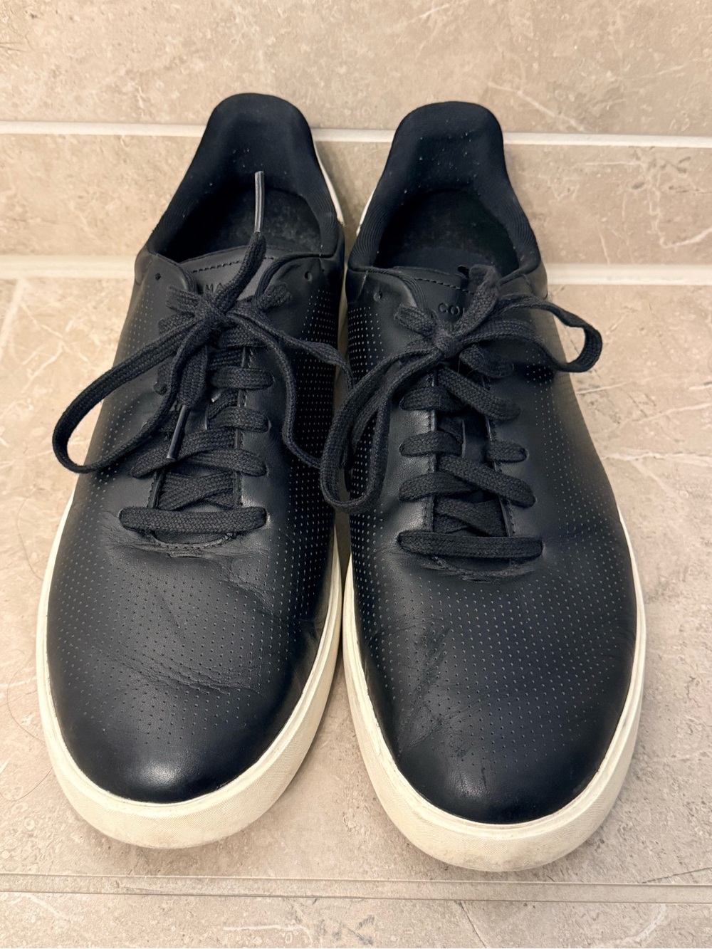 Cole Haan Black Low-Top Lace-Up Sneakers with White Sole - Size 10.5